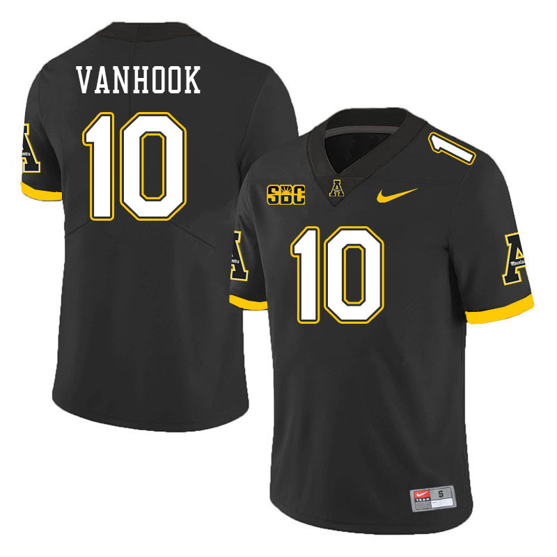 Men #10 DJ VanHook Appalachian State Mountaineers College Football Jerseys Stitched Sale-Black